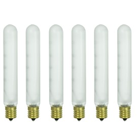 Sunlite 41665-SU Incandescent T6.5 Tubular Light Bulb, E17 Internediate Base, 40 Watts, 290 Lumens, Dimmable, Mercury Free, 2600K Warm White, Frost Glass, 6 Count