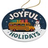 Joyful Holidays Round Ceramic Ornament 3 inches Featuring a Miniature