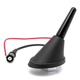 mobilefox® Adapter-Universe Short Car Rod Aerial Roof Antenna 3 cm 16V with Socket RAKU 2 + M4, M5, M6 thread + Integrated Amplifier Set for Universal Black Radio