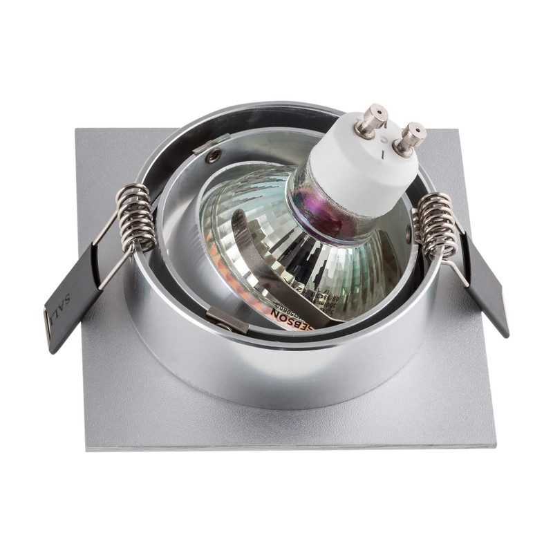 SEBSON Recessed Square Silver Flush Ceiling Light Aluminium/Aluminium/GU10 Socket LED