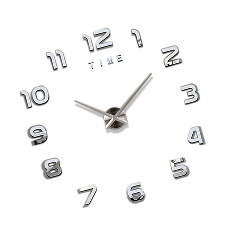 3D Number Large Wall Clock Silent Simple Fashionable Decorative Numeral