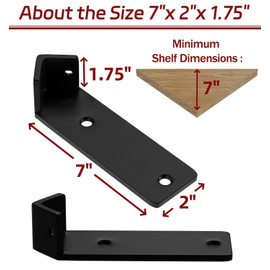 ISOKER Corner Shelf Bracket, 7 inch 3-Pack 1/5” Thick Carbon Steel Hidden Shelf Brackets, Rustic Industrial Brackets for Wall Decor