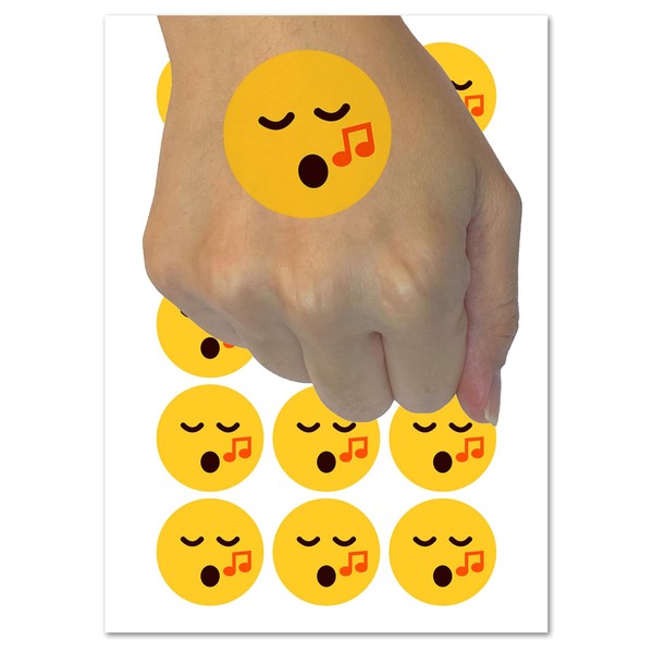 Singing Face Music Emoticon Temporary Tattoo Water Resistant Fake Body
