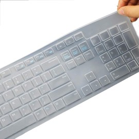 JuYuish Silicone Desktop Keyboard Cover Skin Protector Compatible with Dell KM636 Wireless Keyboard & KB216 Wired Keyboard, Dell Optiplex 5250 3050 3240 5460 7450 7050 All-in one Keyboards (Clear)