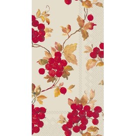 Fall Red Berries Guest Towels 32 CT - Decorative Paper Napkins for Buffet Kitchen or Bathroom Fingertip Hand Towels