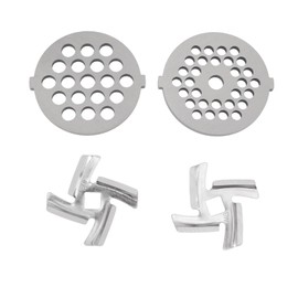 4 Pcs Meat Grinder Blade, Stainless Steel Food Grinding Attachments with Cutting Blades and Plates, Grinder Cutter Replacement Parts for Size 5 Meat Grinder