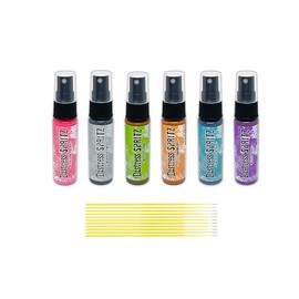 Ranger Distress Spritz Bundles - 6 Tim Holtz Distress Spritzes with Trebbies Detail Sticks (Bright Collection)