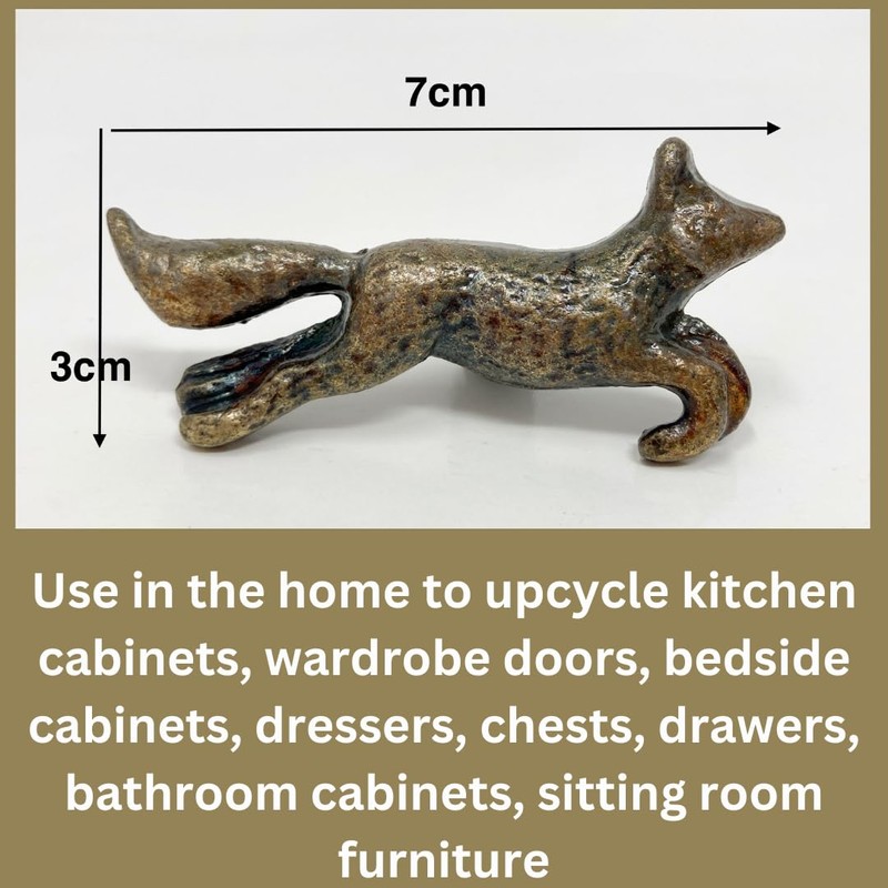 Vintage Antique Iron Bronze Handmade Metal Animal Cupboard Door Knobs,