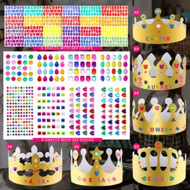 38 Pcs Paper Crowns, Paper Crowns for Kids Boys Girls Adults Princess Prince King, Classroom Crown, Birthday Party Hats with Gold Gem Jewels Number Letter Stickers, DIY Decorate Decor Favor Supplies