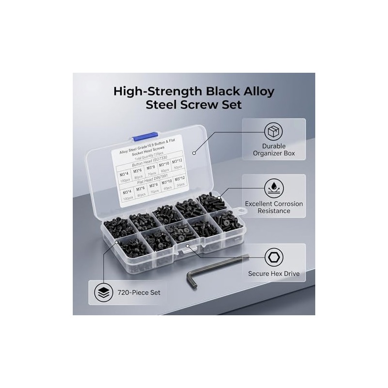 720pcs M3 4/6/8/10/12 Par de Tornillos de Aleaci?n Tornillos Torx