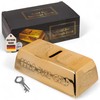 MIJOMA Money Box with Lock - Gold Bar Design, Ceramic,
