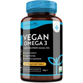 Vegan Highly Effective Omega 3 2000 mg Soft Capsules - 600 mg DHA & 300 mg EPA per Serving - Vegetable Omega 3 Soft Capsules Made from Sustainable Algae Oil - 60 Vegan Soft Capsules - Made by