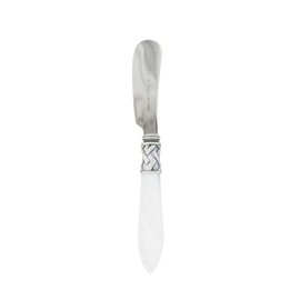 Vietri Aladdin Antique White Small Spreader, 5.25" 18/10 Stainless Steel Cheese Butter Spread Knife