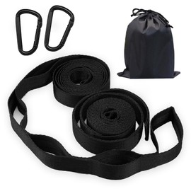 FRTAOOP Pack of 2 Hammock Attachments, 2 m Black Hammock Suspension Straps with 2 Hook Buckles + 1 Storage Bag, 500 kg Load Capacity Rod Hammock Swing for Camping
