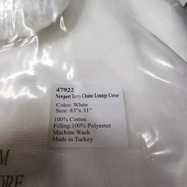 Frontgate Newport 83" X 31" White Cushioned Velour Chaise Lounge Cover NWT