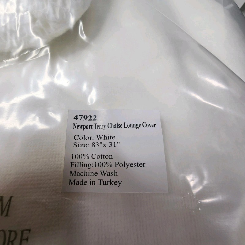 Frontgate Newport 83" X 31" White Cushioned Velour Chaise Lounge