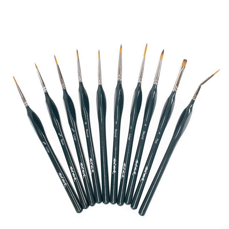 Mont Marte Fine Brush Set - 10 Fine Brushes -