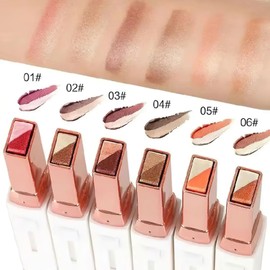 Ylapagne 6 Color Eyeshadow Stick Set, Portable Two Tone Eyeshadow Gradient Stick Glitter Gradient Eye shadow Waterproof Eye shadow Pen for Eye Make Up Tool (3 PCS) (BROWN)
