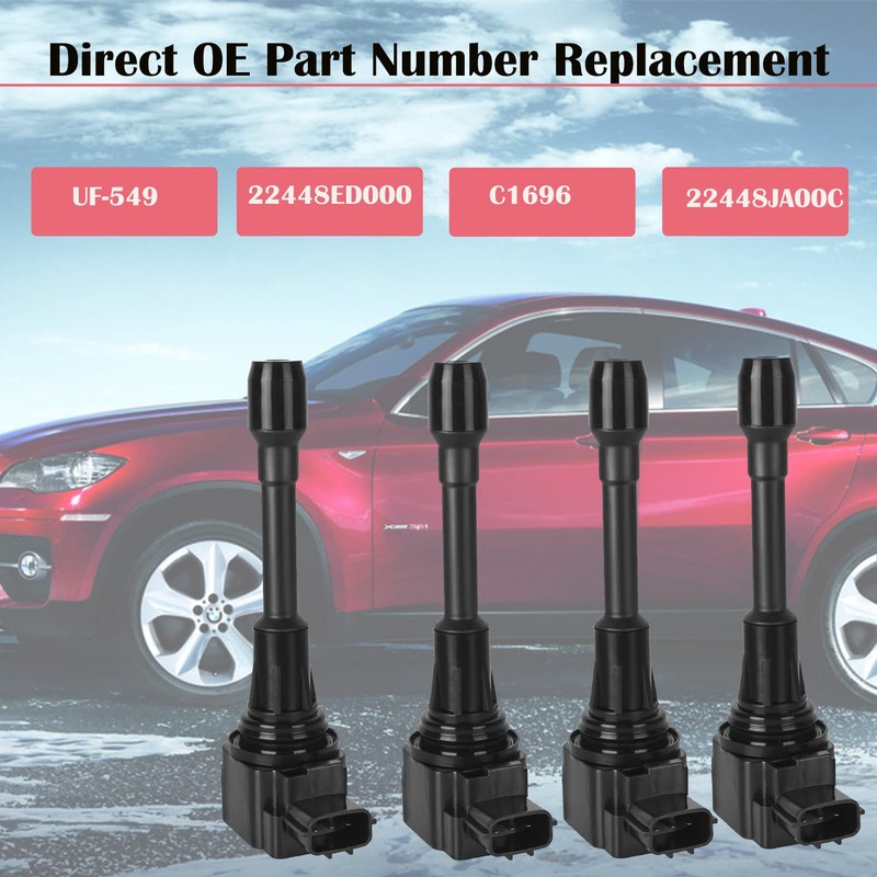 Set of 4 Ignition Coil Pack and Spark Plugs Fits