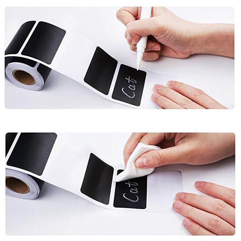 FSSTUD 240 Pcs Reusable Black Chalkboard Labels Rectangle Spice Jar