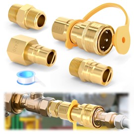 1/2" Natural Gas Quick Connect Fittings Kit – Solid Brass Propane Hose Adapter Set for Grill, Heater – Includes Male & Female Coupler with Dust Cap