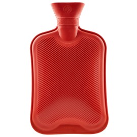 Hot Water Bottle Without Cover, Pack of 2 and 3 Hot Water Bottles, Large 1.8 L Rubber, Hot Water Bottle, Robust and Durable Made of Natural Rubber, Bed Bottle for Children and Adults (Red, 1 Pack)