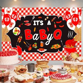 It's A BabyQ Banner Backdrop BBQ Baby Shower Background Baby Q Decorations BBQ Picnic Baby Shower Gender Reveal Birthday Party Decorations Supplies