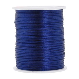 Mandala Crafts Nylon Satin Cord 1mm Rattail Cord Navy Blue String - 100 Yds Nylon Chinese Knotting Cord Rat Tail Silk Cord for Bracelet Necklace Jewelry Making Macrame Trim