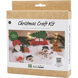 creotime Nabbi® Organic Ironing Beads Creative Set, 100% Compostable, Christmas Car, Reindeer, Snowman, Gnome and Gift, Pack of 1