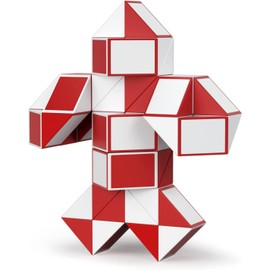 ROXENDA Magic Snake with 60 Segments, Magic Snake Cube Twist Puzzle - 3D Puzzles Games Fidget Snake Toy Christmas Stocking Fillers for Kids and Adults - 1 Pack (Red)