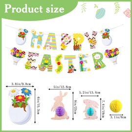 CKCSHI Easter Bunting Banner, Happy Easter Banner, Easter Egg Hunt Decorations, Easter Egg Bunny Party Decorations, Reusable Easter Decorations for Easter Office Home Indoor Outdoor Party Decorations