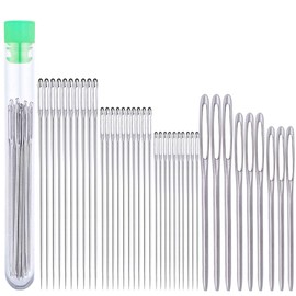 39 Pcs Big Eye Sewing Needles Kit, 3 Sizes Pointed Stitching Needles with 3 Sizes Blunt Large Eye Needles, Leather Needles Hand Sewing Needles for Knitting Sewing