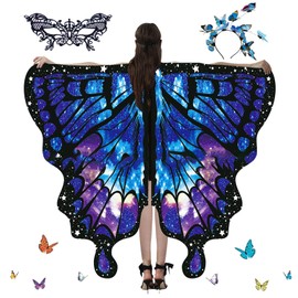 DAZZTIME Butterfly Costume Women, Butterfly Costume Adult, Costume Butterfly Women, Carnival Costume Women, with Butterfly Headband, Women's Lace Mask, for Carnival, Fancy Dress, Theme Party