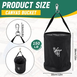 SilTriangle 2 Pack 15" x 12" Linemen Canvas Tool Bucket Bag,Black