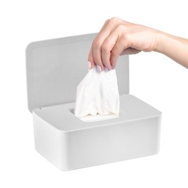 QBXMY7 2Pcs Diaper Wipes Dispenser, Refillable Wipe Container, Wipe Container with Sealing Design Lid, Keep Wipes Fresh,Wet Wipes Cases (Gray)