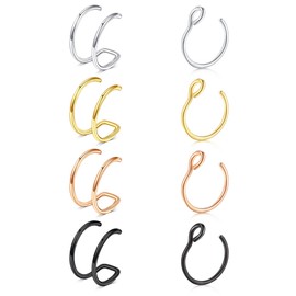 MODRSA Fake Nose Ring Fake Nose Ring Hoop Fake Nose Rings for Women Faux Nose Piercing