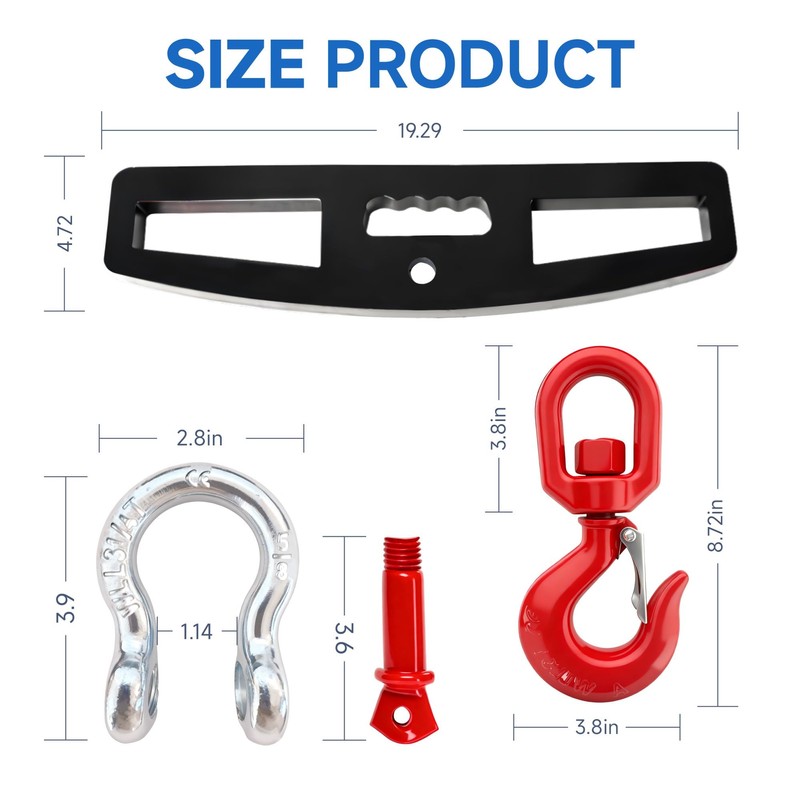 Heavy Duty Forklift Lifting Hook 6600LBS 3Ton 360° Swivel Fork