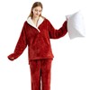 Yanhalo Womens Pyjamas Warm Fleece Pyjamas Set Winter Soft Ladies