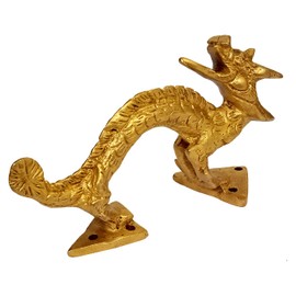 Purpledip 11425A Brass Mythical Dragon Mystical Oriental Theme Door Window Handle Home Restaurant Hardware