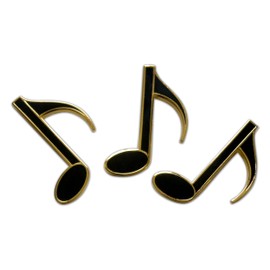 Novel Merk Music Note Lapel Pin, Hat Pin & Tie Tack Set - Clutch Back (3- Single Note)