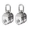 sourcing map Pack of 2 M15 Double Roller Block, Stainless