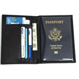 RFID Blocking Genuine Leather Passport Organizer ID Wallet Stop Identity Theft