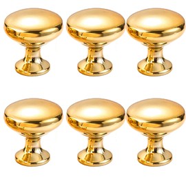 Fayemint 6 Pieces Cabinet Knobs Furniture Knobs Round Gold Furniture Handle for Cabinet Door Drawer Wardrobe Exterior Decoration of Cabinet