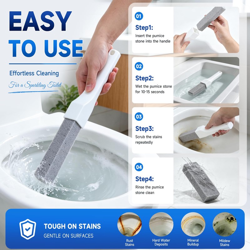 8 Pack Pumice Stone Toilet Bowl Cleaner with 2 Replaceable