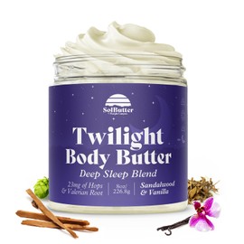 PURPLE CANYON Twilight Whipped Body Butter 8oz | Relaxing Vanilla Sandalwood Scent for Deep Sleep | Natural Skin Care with Hops & Valerian Root