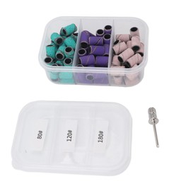 75 Bandas de Lijado para Taladro de Uñas, Juego de Tapas de Lijado de Brocas de Uñas 80#120#180# con Broca de Mandril para Manicura