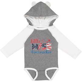 inktastic Little Miss Firecracker Long Sleeve Creeper 6 Months Granite & White W Ears 45894