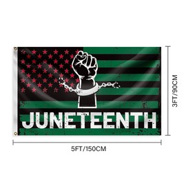 Juneteenth Flag - Vivid Color and Fade Proof - Canvas Header and Double Stitched - Freedom Day Flags Polyester with Brass Grommets 3 X 5 Ft. (POLYCHROME-C)