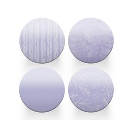 4 x Round Purple Coasters - Lilac Floral Pattern Farmhouse Women Set Theme House Warming Circle Drinks Kitchen Decoration Décor Gift #81225