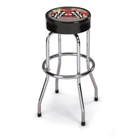 LARIN RFS-1 Racing Flags Shop Stool-Swivel Padded Vinyl Seat, Chrome Legs, Perfect for Shops and Garage (RFS-1)